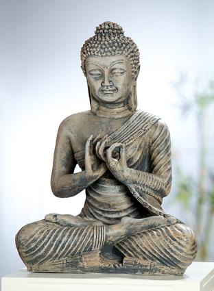 BUDDHA Skulptur aus Holz - 15 cm